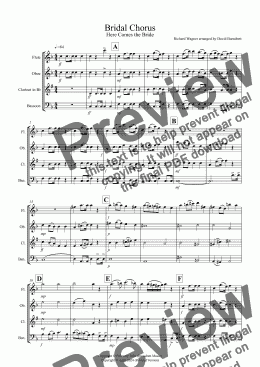 page one of Bridal Chorus "Here Comes The Bride" for Wind Quartet