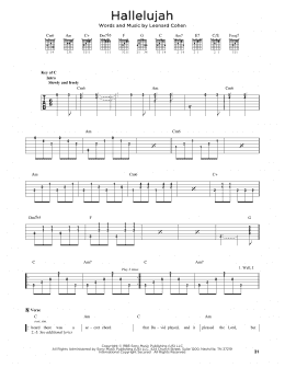 page one of Hallelujah (Guitar Cheat Sheet)