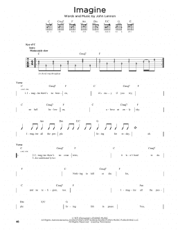 page one of Imagine (Guitar Cheat Sheet)