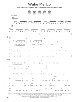 page one of Wake Me Up (Guitar Cheat Sheet)