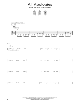 page one of All Apologies (Guitar Cheat Sheet)