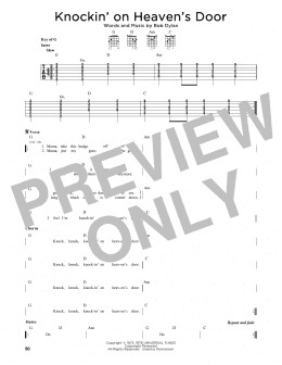 page one of Knockin' On Heaven's Door (Guitar Cheat Sheet)