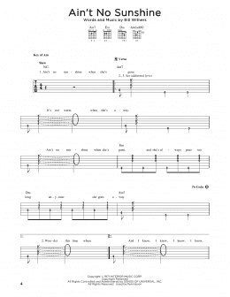 page one of Ain't No Sunshine (Guitar Cheat Sheet)