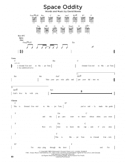 page one of Space Oddity (Guitar Cheat Sheet)