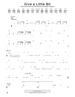 page one of Give A Little Bit (Guitar Cheat Sheet)