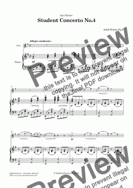 page one of Huber Student Concertino No 4 Op. 8 for Violin and String Orchestra