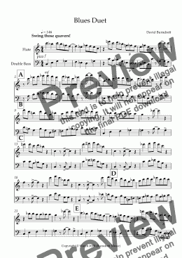 page one of Blues Duet for Flute and Double Bass 