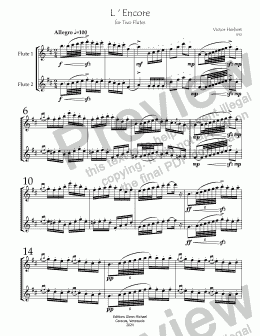 page one of Encore for Two Flutes 