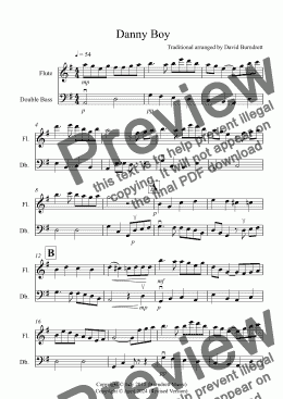 page one of Danny Boy for Flute and Double Bass Duet