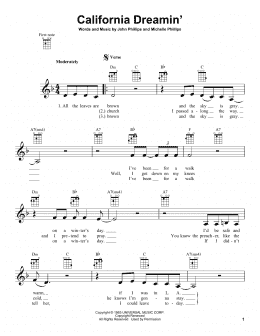 page one of California Dreamin' (Ukulele)