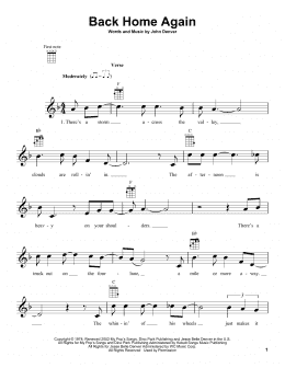 page one of Back Home Again (Ukulele)