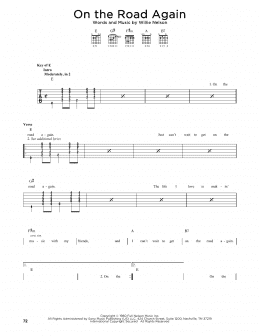 page one of On The Road Again (Guitar Cheat Sheet)