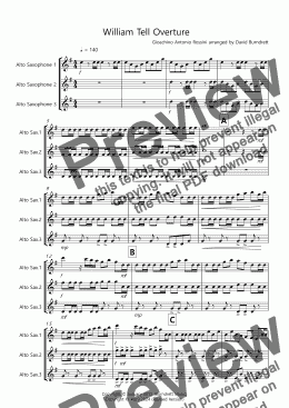 page one of William Tell Overture for Alto Saxophone Trio