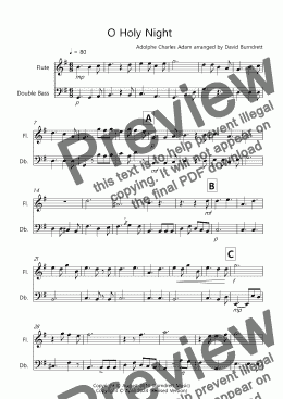 page one of O Holy Night for Flute and Double Bass Duet