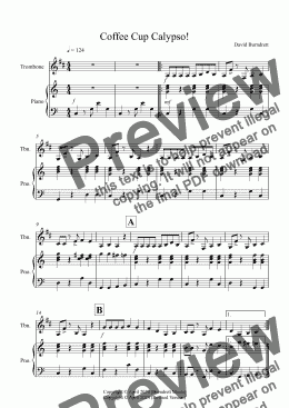 page one of Coffee Cup Calypso! for Trombone and Piano