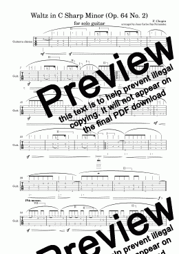 page one of Waltz in C Sharp Minor (Op. 64 No. 2) [tablature]