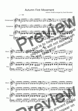 page one of Autumn (First Movement) for Glockenspiel/Xylophone and Piano