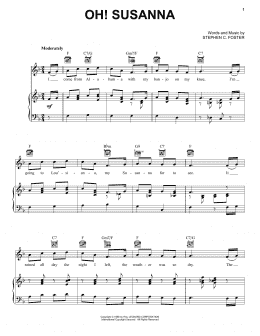 page one of Oh! Susanna (Piano, Vocal & Guitar Chords (Right-Hand Melody))