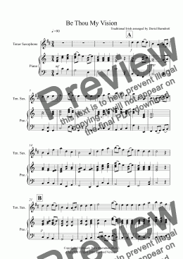 page one of Be Thou My Vision for Tenor Saxophone and Piano