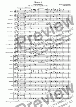 page one of Handel: Menuets 1 & 2 from the Musick (Music) for the Royal Fireworks ( Feuerwerksmusik) - concert band