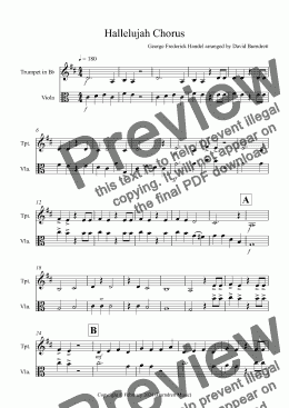 page one of Hallelujah Chorus for Trumpet and Viola Duet