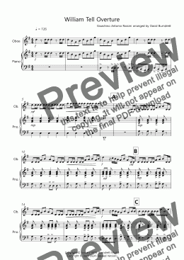 page one of William Tell Overture for Oboe and Piano