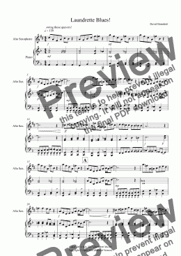 page one of Laundrette Blues! for Alto Saxophone and Piano