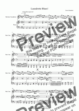 page one of Laundrette Blues! for Baritone Saxophone and Piano