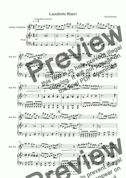 page one of Laundrette Blues! for Soprano Saxophone and Piano