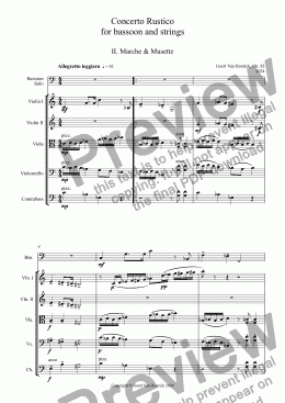 page one of Concerto Rustico for bassoon and strings, Op. 83 - II. Marche & Musette