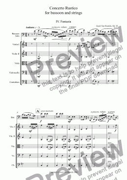 page one of Concerto Rustico for bassoon and strings, Op. 83 - IV. Fantasia