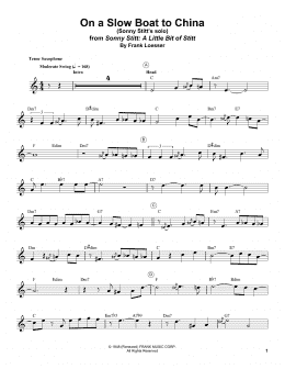 page one of On A Slow Boat To China (Tenor Sax Transcription)