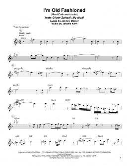 page one of I'm Old Fashioned (Tenor Sax Transcription)