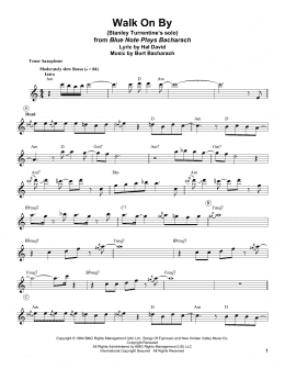 page one of Walk On By (Tenor Sax Transcription)