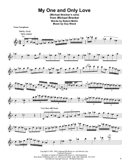 page one of My One And Only Love (Tenor Sax Transcription)