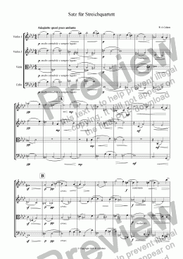 page one of Beethoven/Cohen - SATZ fur STREICHQUARTETT - for string quartet
