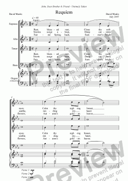 page one of Requiem - Part Song SATB