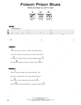 page one of Folsom Prison Blues (Really Easy Guitar)