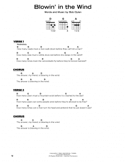 page one of Blowin' In The Wind (Really Easy Guitar)