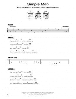 page one of Simple Man (Really Easy Guitar)