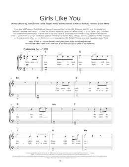 page one of Girls Like You (Really Easy Piano)