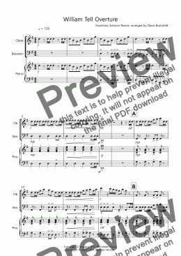 page one of William Tell Overture for Oboe and Bassoon Duet