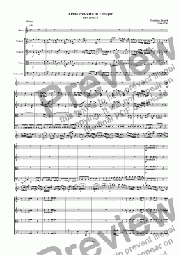 page one of Oboe concerto in F major KapM Jiranek 15