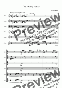 page one of "The Hunky Punks" Original for Flute Ensemble (6 C Flutes)