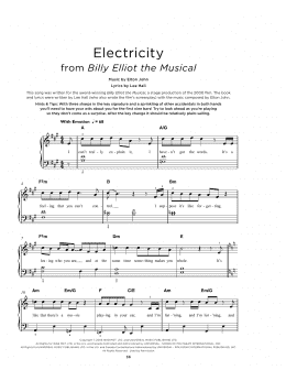 page one of Electricity (from Billy Elliot: The Musical) (Really Easy Piano)