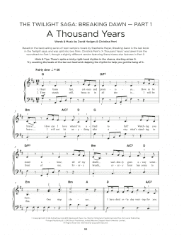 page one of A Thousand Years (Really Easy Piano)