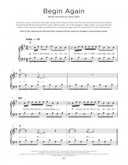 page one of Begin Again (Really Easy Piano)