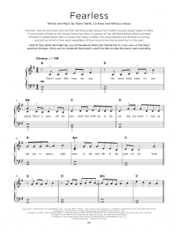 page one of Fearless (Really Easy Piano)