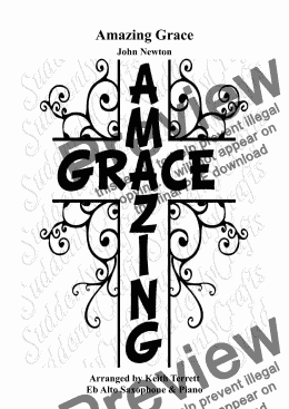 page one of Amazing Grace for Eb Alto Saxophone & Piano