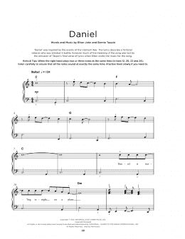 page one of Daniel (Really Easy Piano)